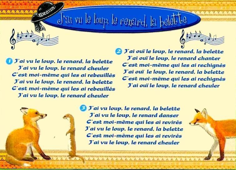 J'entend Le Loup Le Renard Et La Belette Parole